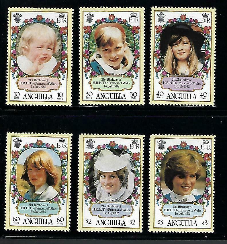 Anguilla 21st Birthday Princess Diana #485-90 Mint/nh Set B8441