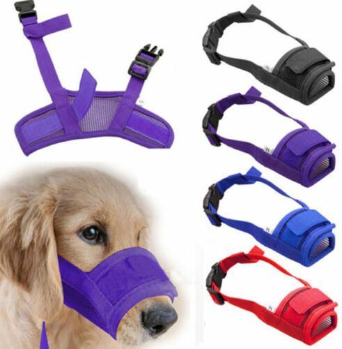 Pet Dog Adjustable Mask Bark Bite Mesh Mouth Muzzle Grooming Anti Stop Chewing