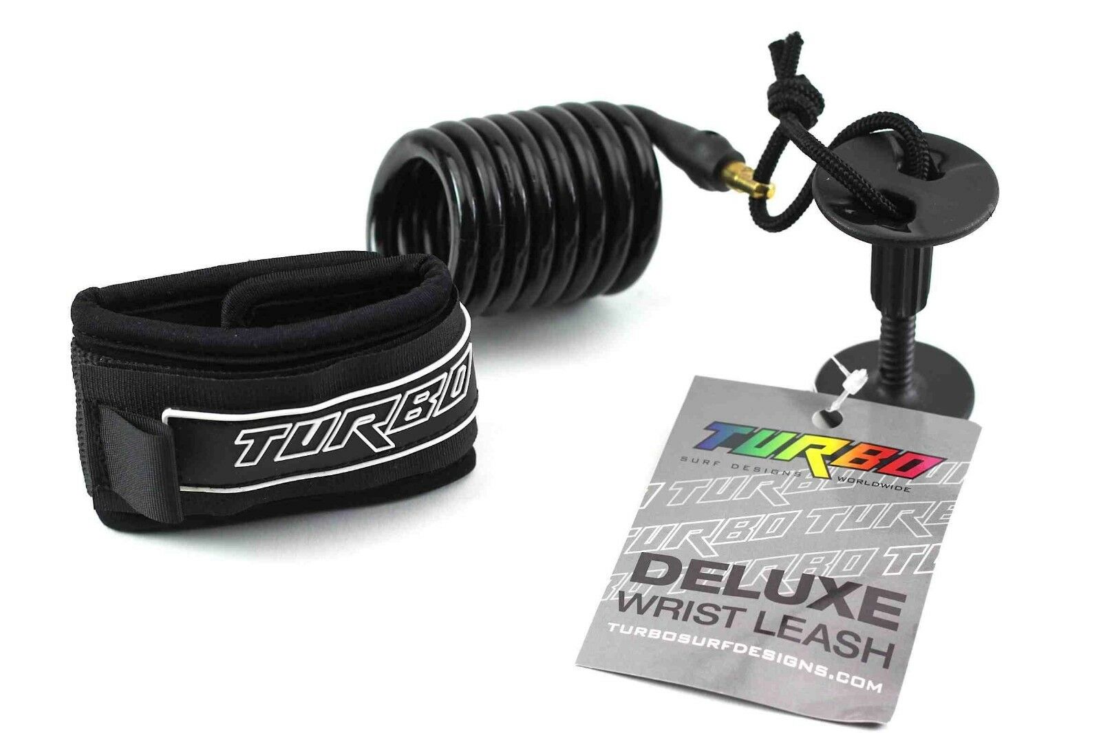 Turbo Bodyboard Deluxe Coiled Wrist Leash With Plug And String Bodyboarding