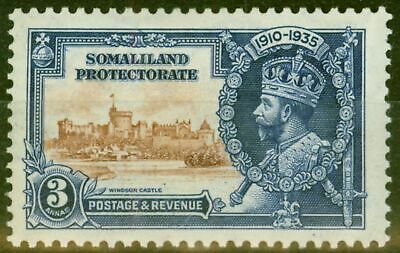 Somaliland 1935 3a Brown & Dp Blue Sg88l Kite & Horiz Log Fine Mtd Mint