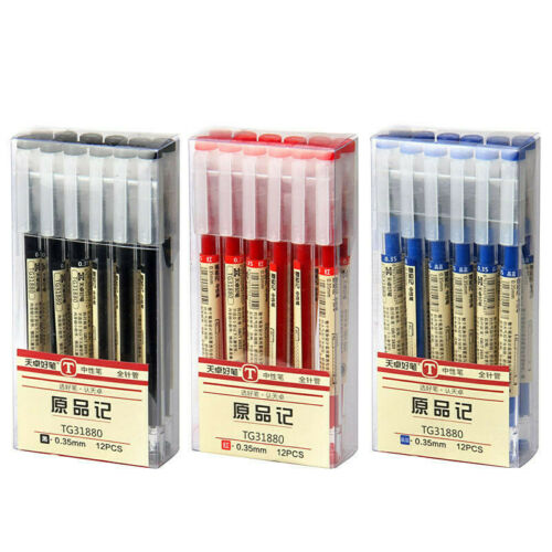 12 Pcs/lot Simple Brief Style Ballpoint Gel Ink Pen 0.35mm Black Blue Red School