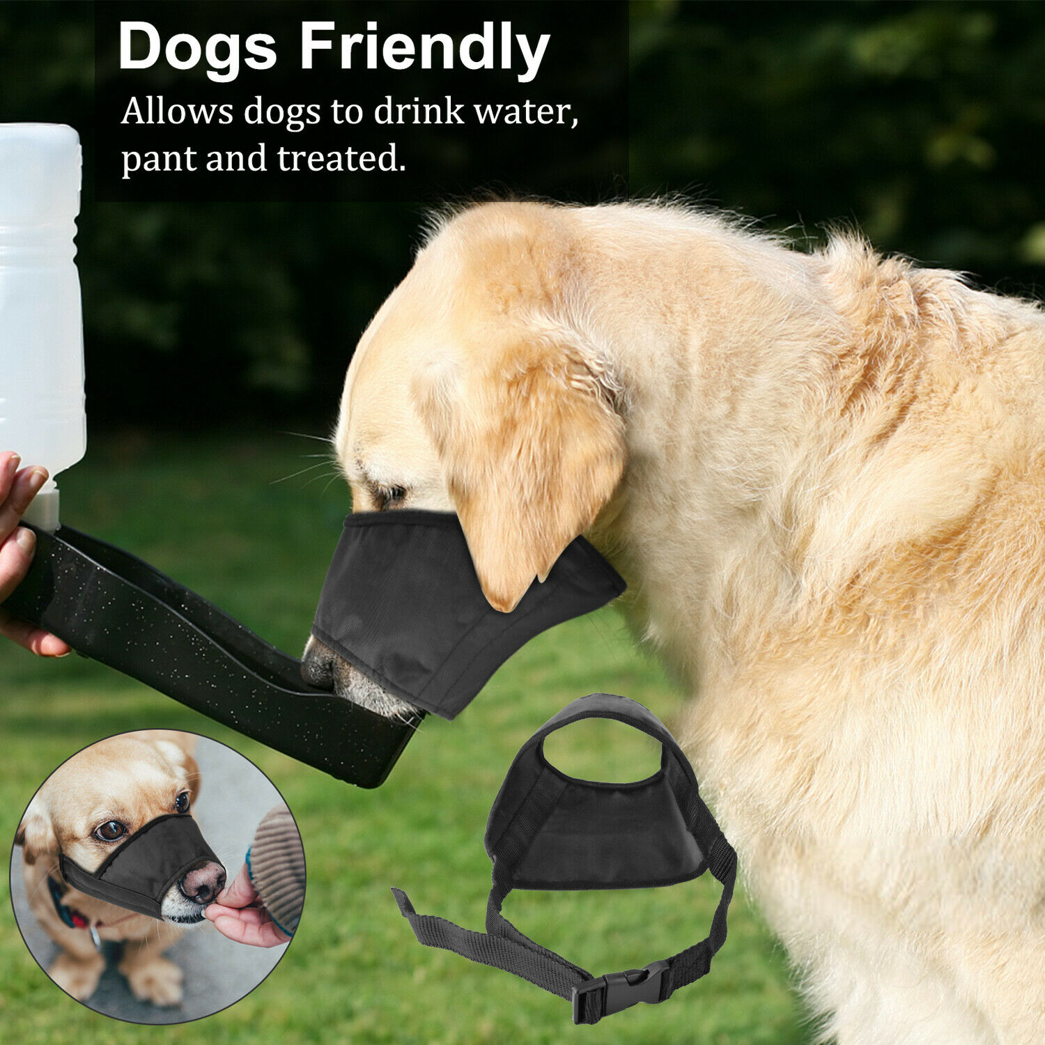 Black Pet Adjustable Dog Muzzle Fabric Comfortable Soft Anti-stop Bark Bite S-l
