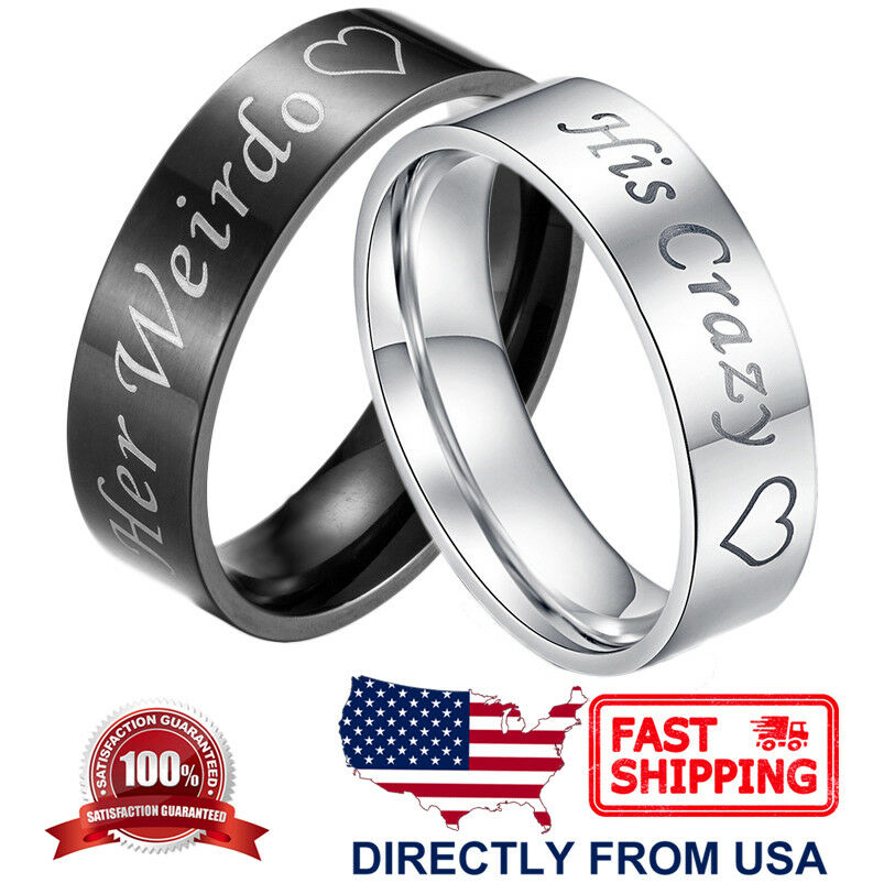 Couple's Matching Ring His Crazy Or Her Weirdo Wedding Band For Men Or Women