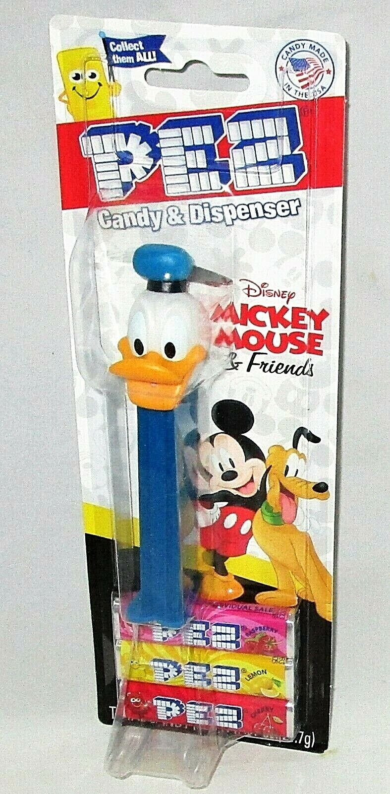 Disney's Mickey & Friends Pez Dispenser Donald Duck [pluto & Mickey Backer Card]