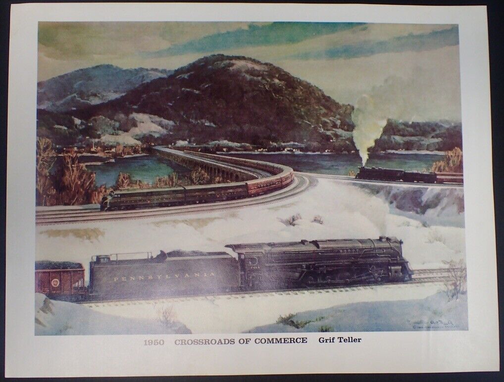 Vintage Grif Teller Railroad Print 1950 Crossroads Of Commerce 8 5/8" X 11 1/4"