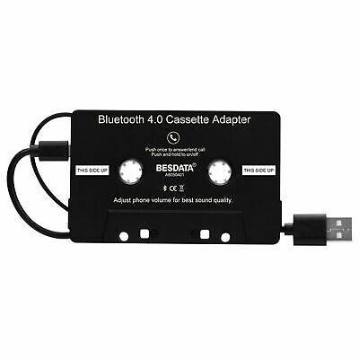 Black In Car Audio Bluetooth 4.0 Cassette Music Adapter Aux Jack Tape Converter