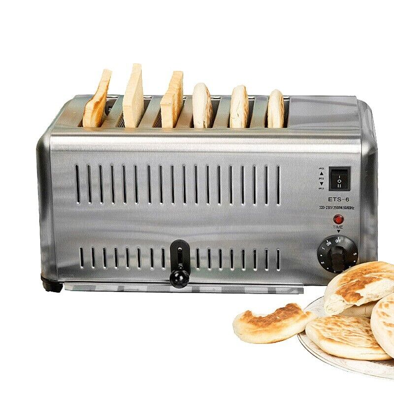 Commercial 6-slice Electric Bread Toaster Machine Stainless Steel 2500w 220v