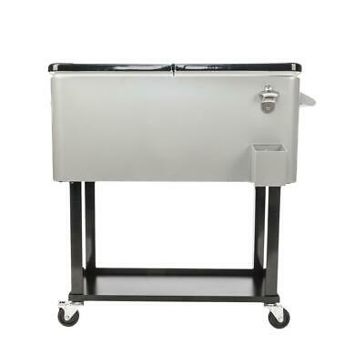 80qt Patio Rolling Cooler Picnic Ice Chest Party Cooler Cart