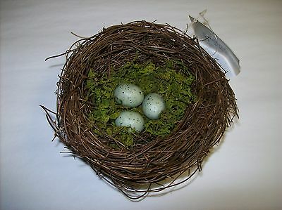 4" Natural Style Decorative Bird Nest W/ Moss & Three Speckled Eggs