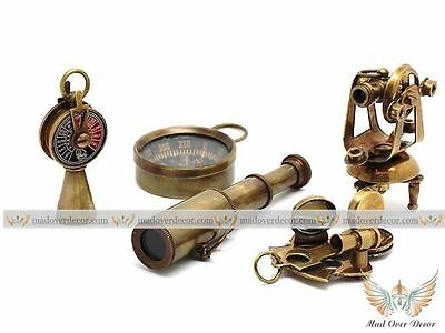 Set Of 5 Gift Pcs Nautical Solid Brass Vintage Antique Style Key Chain Keyrings