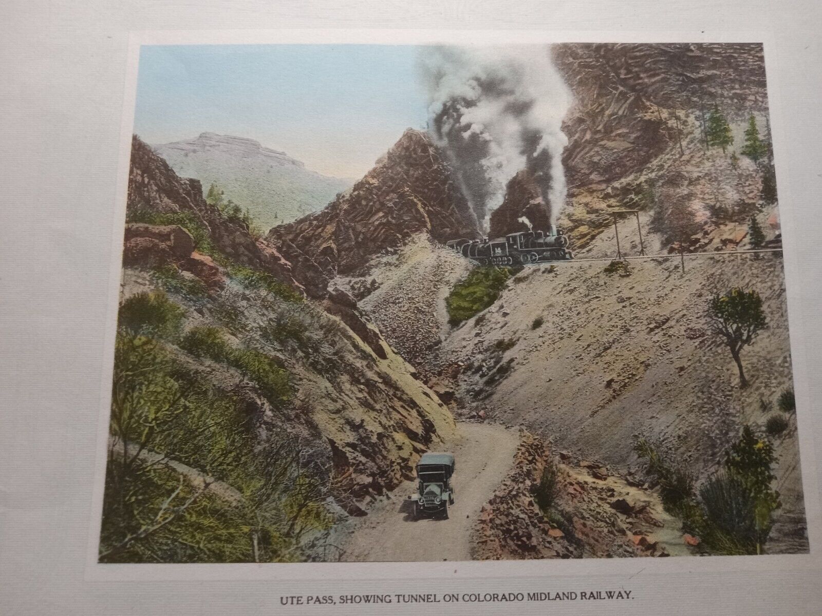 1919 Colorado Midland Railway Ute Pass Tunnel Print Pikes Peak Auto Highway!! No