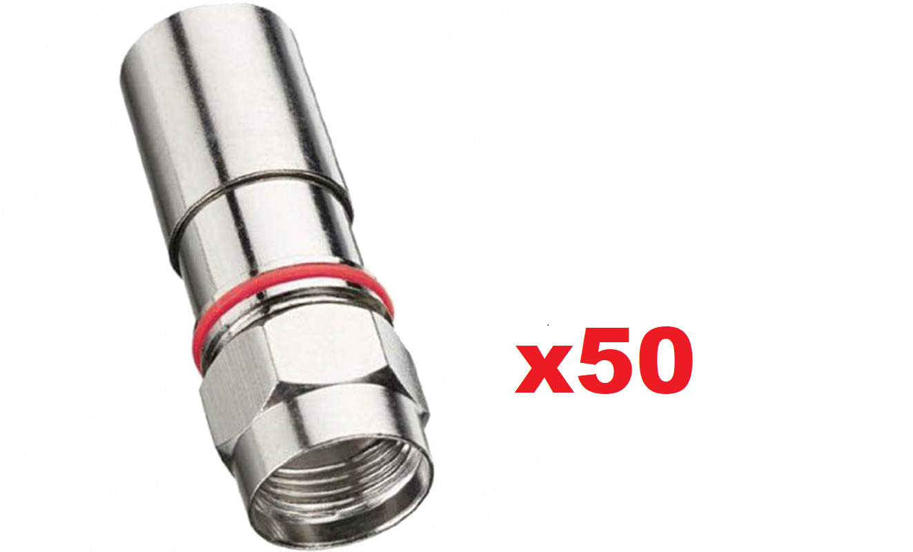 T1 Ideal 92-611 Rtq Rg-59 F Compression Connector - 10/pack X 5 = 50 Pieces